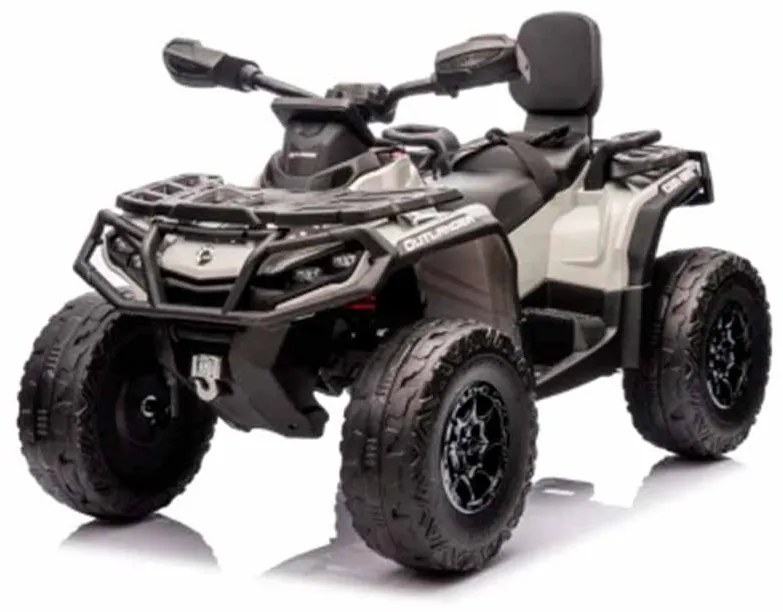 Moto 4 elétrica para crianças 12V Can Am Outlander 4x4 com controlo remoto, rodas Espuma EVA, assento couro Carga até 50Kg Cinzenta