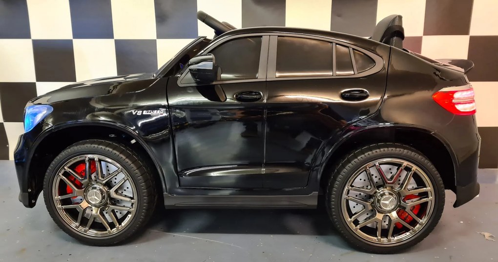 Carro elétrico de criança 3 a 6 anos, 12V 4x4 Mercedes GLC 1 pessoa, Pneus Borracha pintado de preto