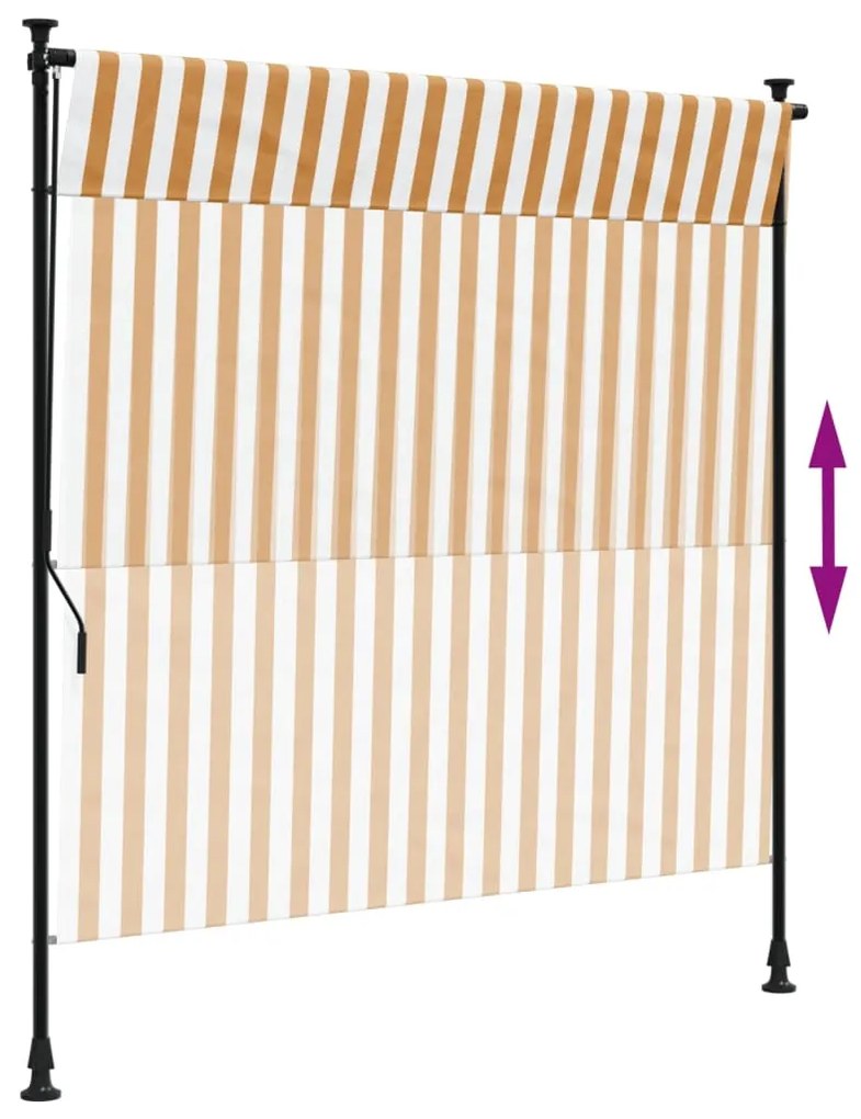 Estore de rolo exterior 200x270 cm tecido/aço laranja e branco