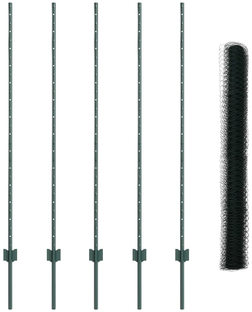 Postes de Cerca vidaXL 5 pcs U-Channel Verde 140 cm Aço