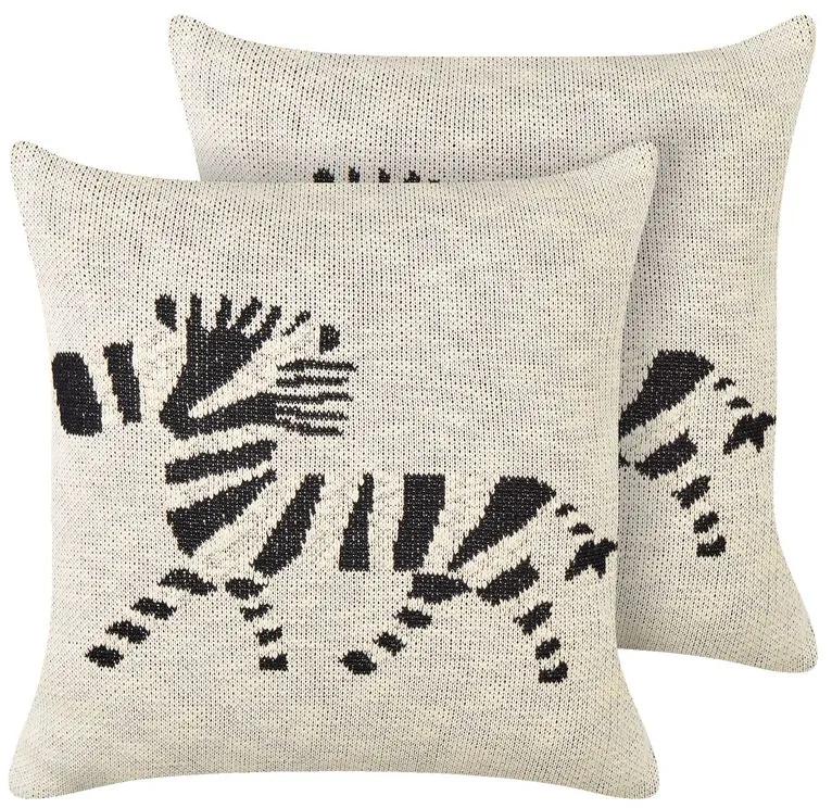 Conjunto de 2 almofadas decorativas com motivo de zebra em algodão creme 45 x 45 cm JABORI Beliani