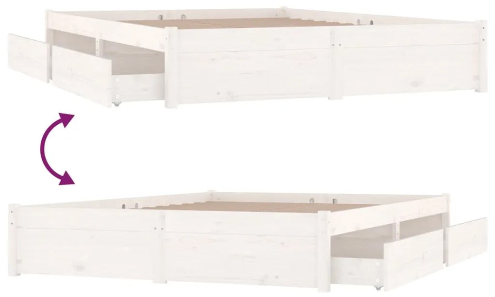 Estrutura de cama c/ gavetas 140x190 cm branco