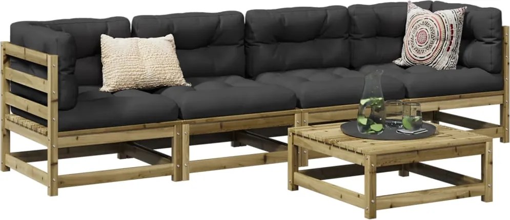 vidaXL 5 pcs conjunto de sofás para jardim madeira de pinho impregnada