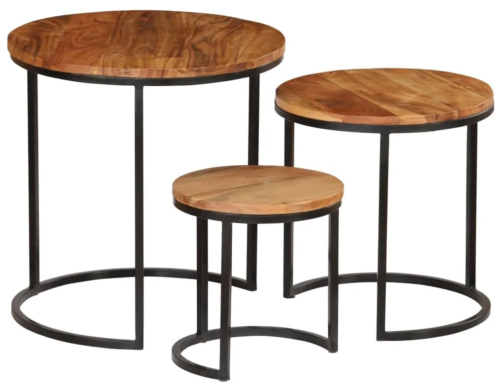 vidaXL Conjunto de mesas de centro 3 pcs madeira de acácia maciça