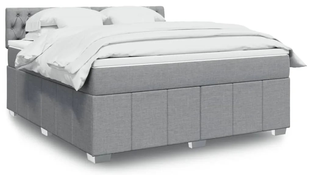 vidaXL Cama com molas/colchão 180x200 cm tecido cinzento-claro