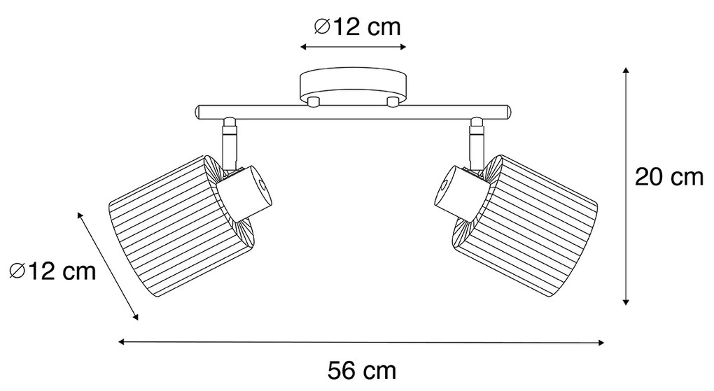 Candeeiro de teto preto com vidro fumê 2 luzes ajustáveis - Laura