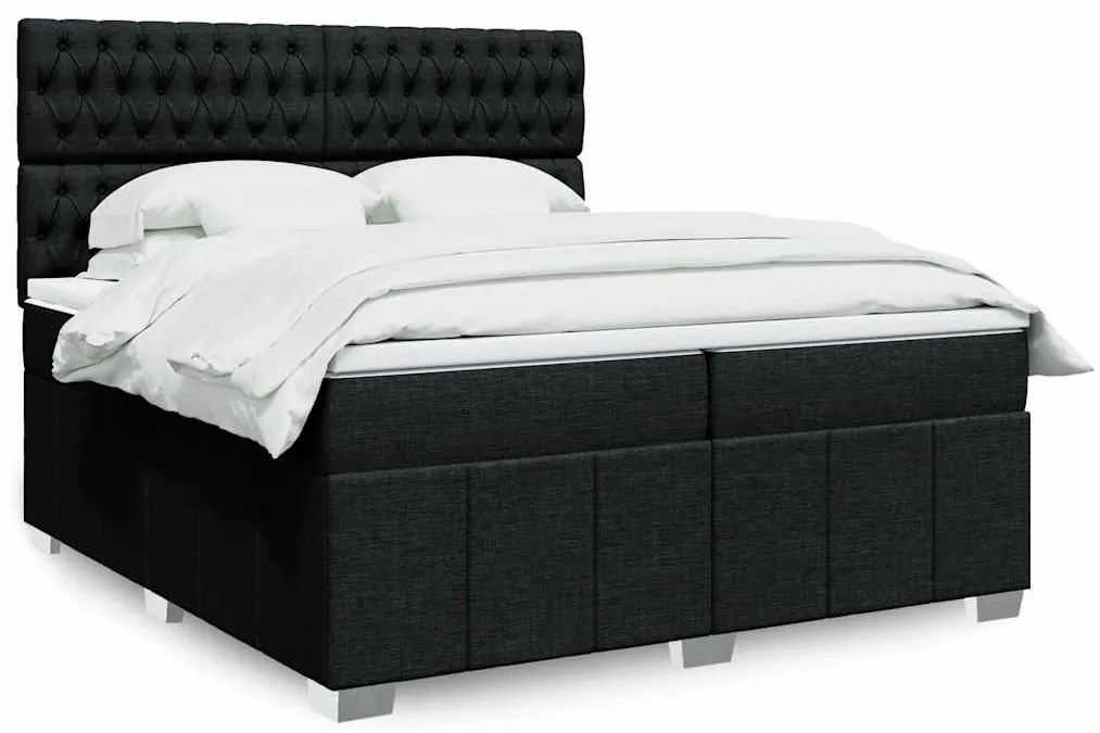 Cama com molas/colchão 200x200 cm tecido preto