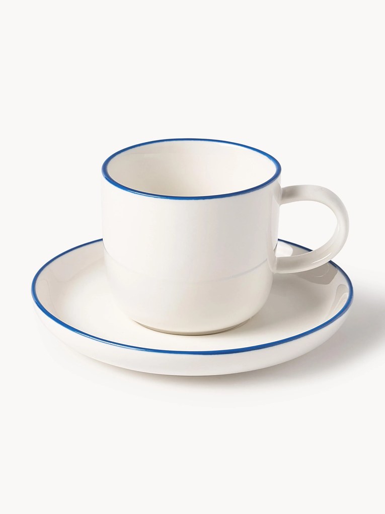 Chávenas de café expresso em porcelana com pires Facile, conjunto de 2