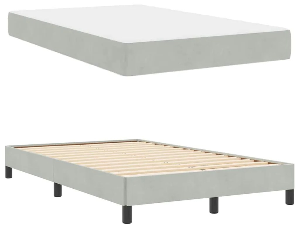 Cama box spring com colchão Cinzento-claro 120 x 200 cm Veludo