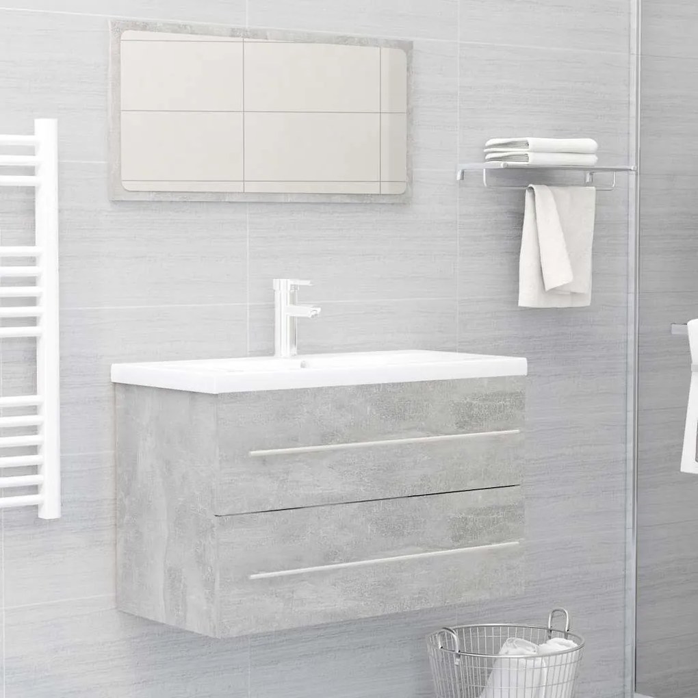 vidaXL 2 pcs conj. móveis casa de banho contraplacado cinzento cimento