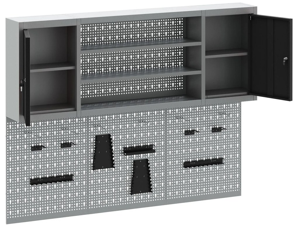 Conjunto de Armário de Ferramentas e Painel de Ferramentas de 6 Peças