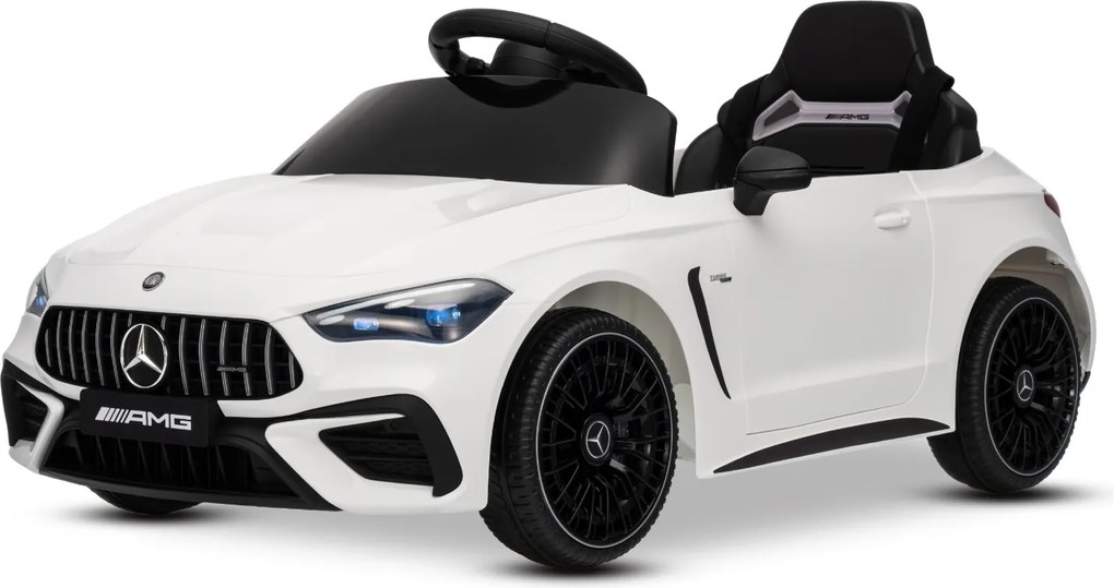 Carro elétrico para crianças Mercedes CLE 12V bateria de lítio, luzes LED, comando remoto de 2,4 GHz, ligação Bluetooth, licença ORIGINAL Branco