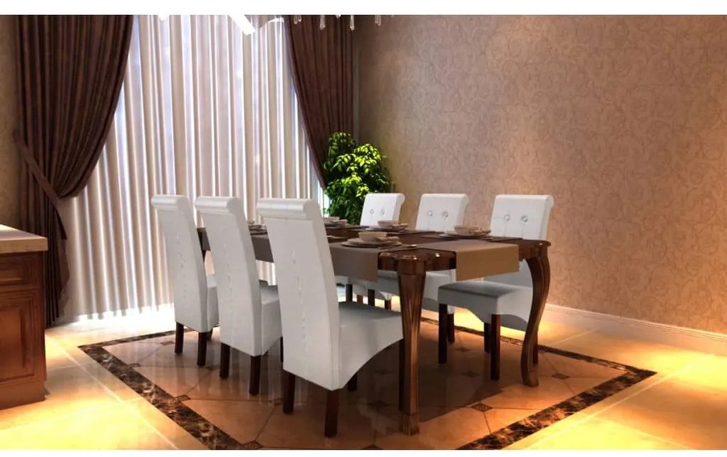 Cadeiras de jantar 6 pcs couro artificial branco