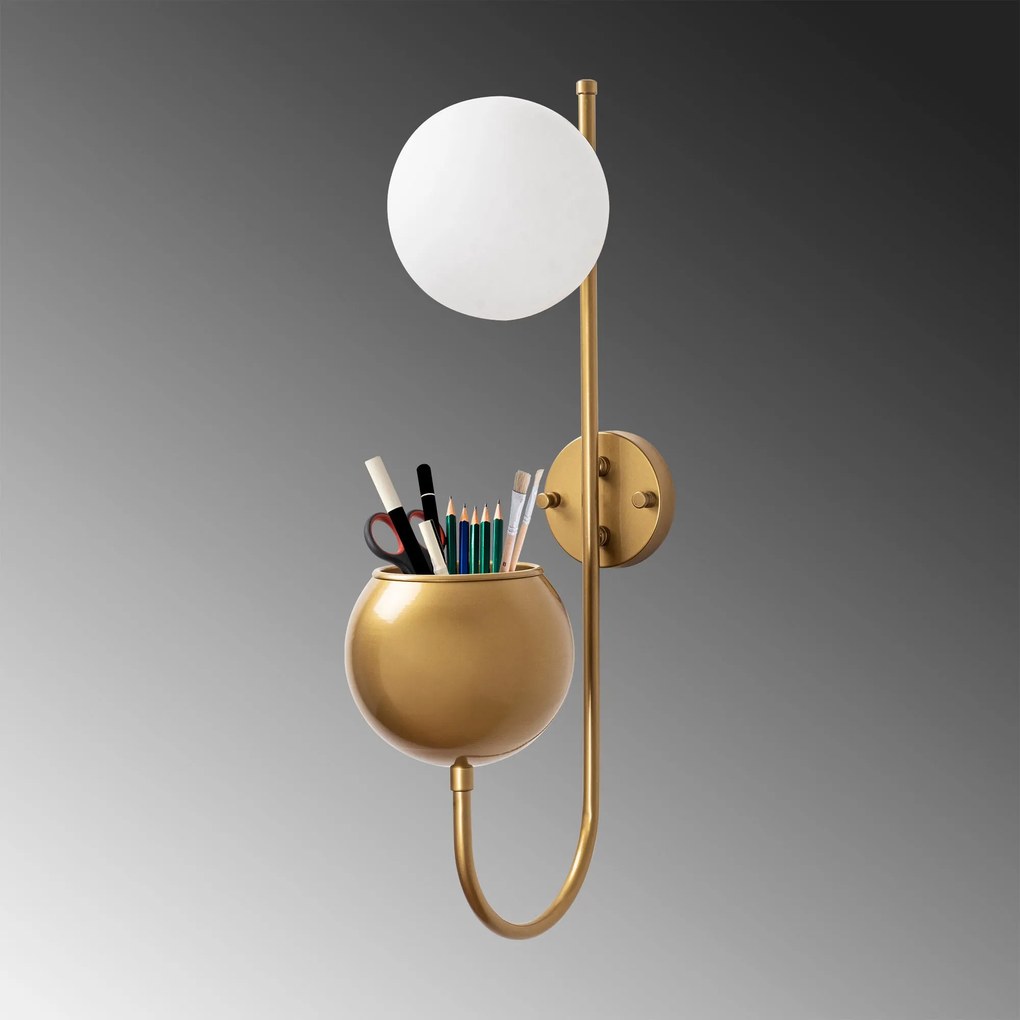 Aplique de Parede Pot – Dourado Brilhante – 15 x 23 x 61 cm