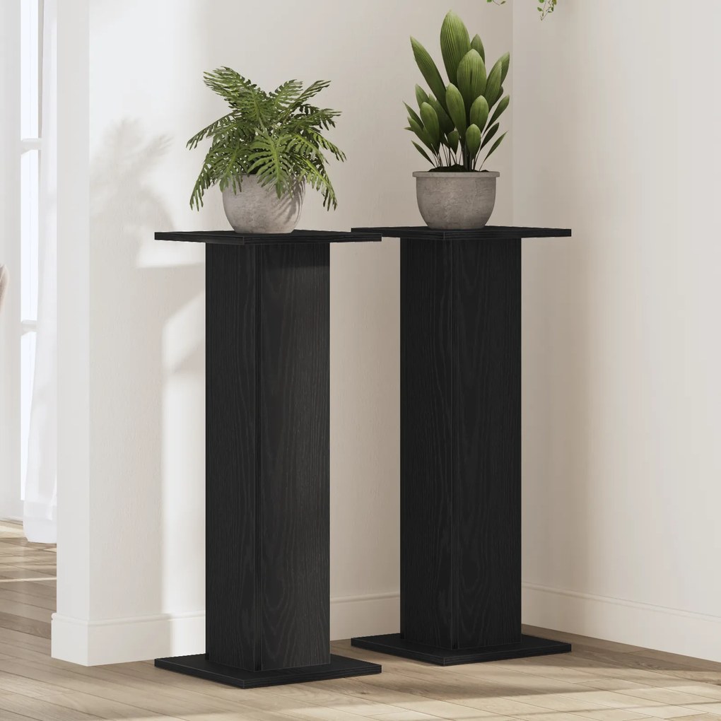 Suporte para Plantas vidaXL 2 pcs Carvalho Preto 30x30x80 cm Madeira d