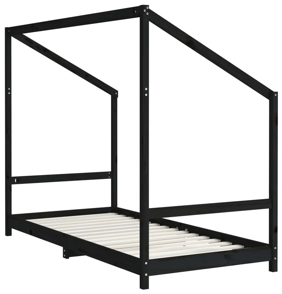 Estrutura de cama infantil 90x190 cm pinho maciço preto