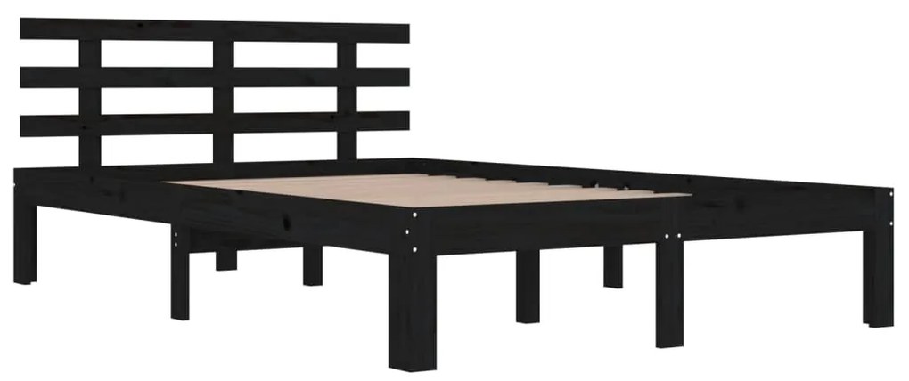 Estrutura de cama king 150x200 cm madeira maciça preto