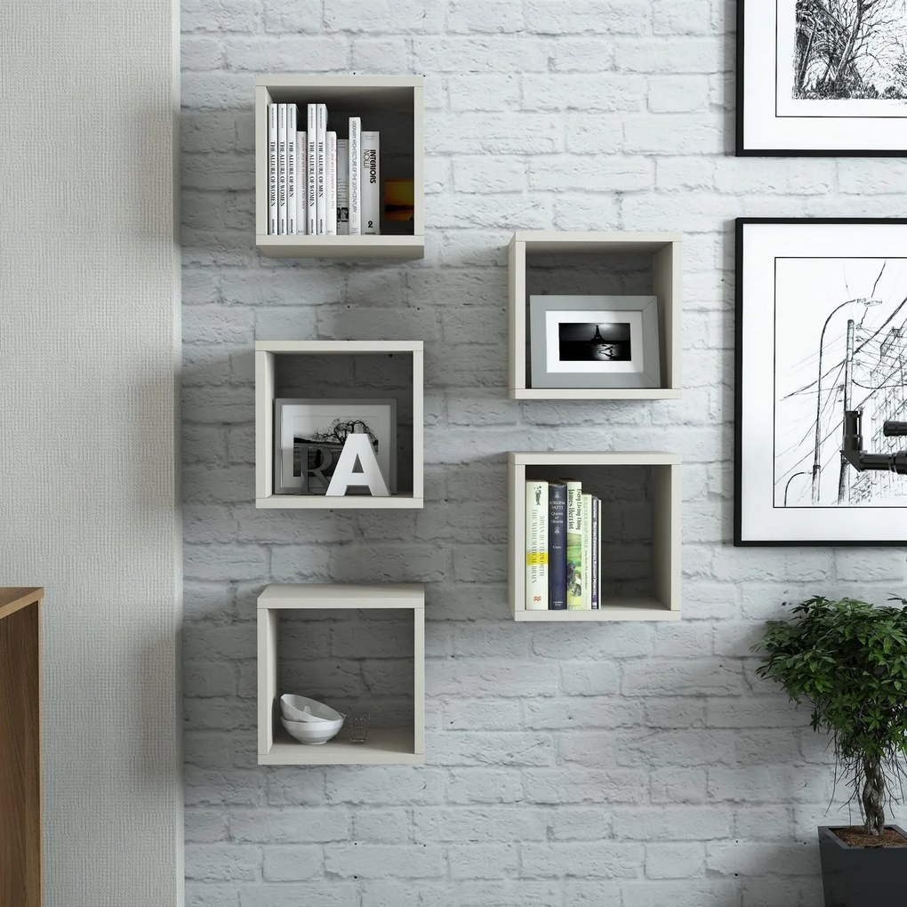 Prateleira de Parede Box – Creme – 30x24x30 cm (5 Peças)
