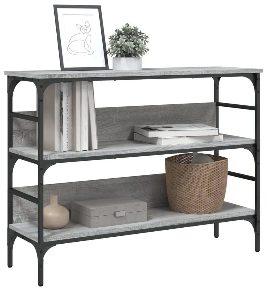 Mesa consola 100x32x75 cm derivados de madeira cinzento sonoma