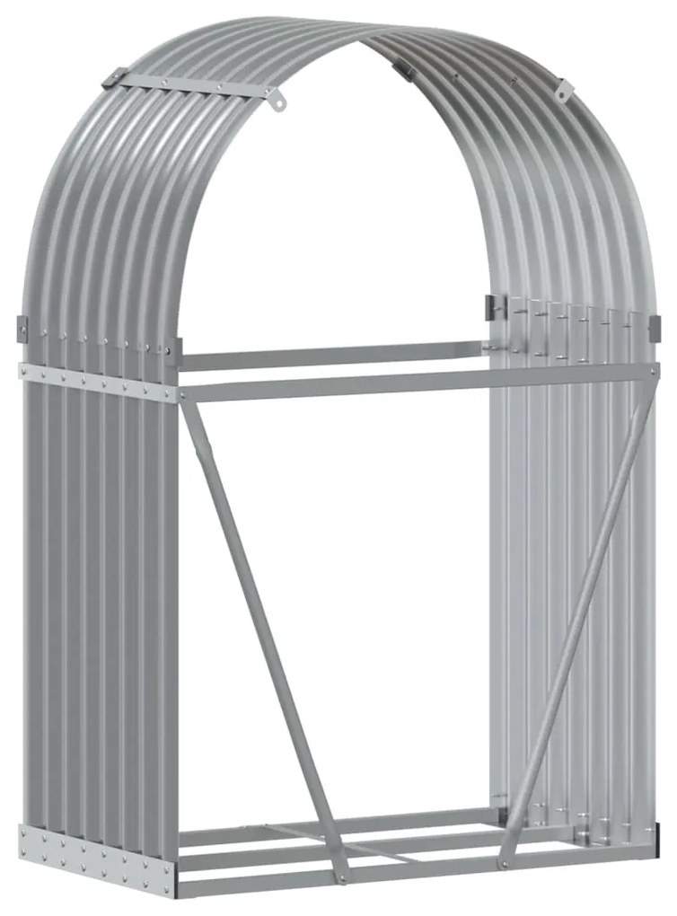 Suporte de lenha 80x45x120 cm aço galvanizado cinza-claro