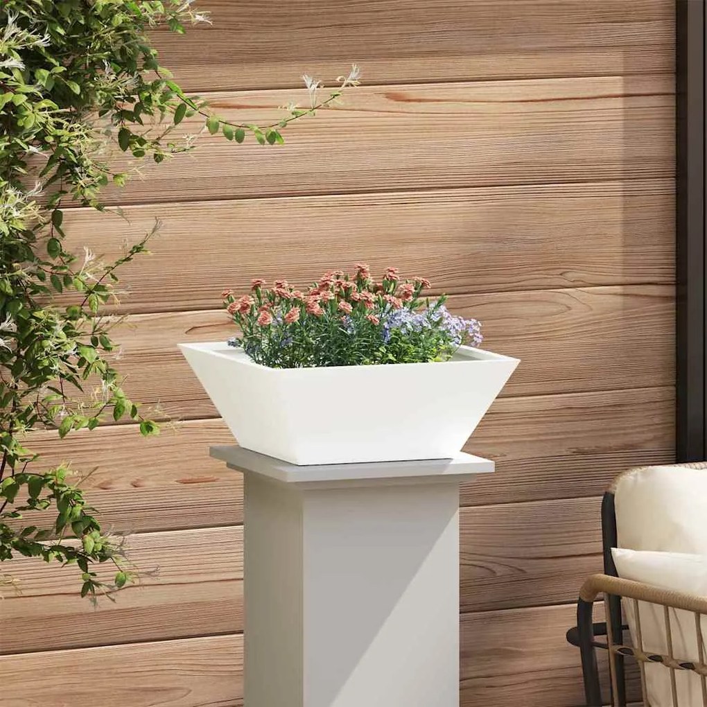 Vasos de Jardim - 5 Peças Brancas (40x40x15 cm) em Plástico