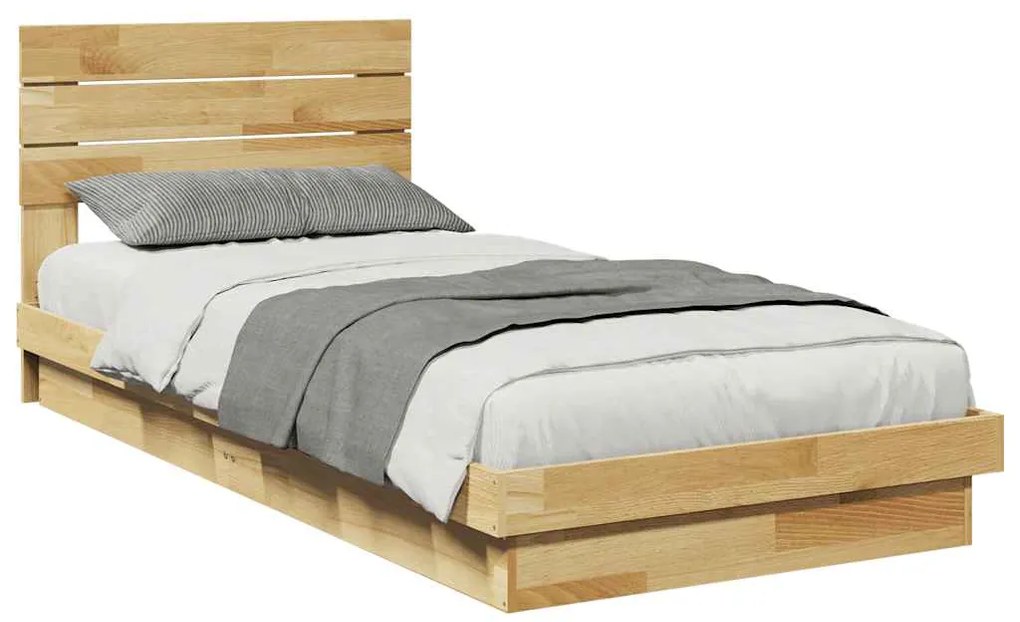Estrutura cama cabeceira sem colchão 75x190 cm maciça carvalho