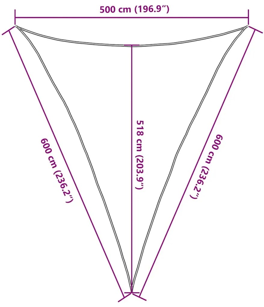 Para-sol estilo vela 160 g/m² 5x6x6 m PEAD cinza-acastanhado