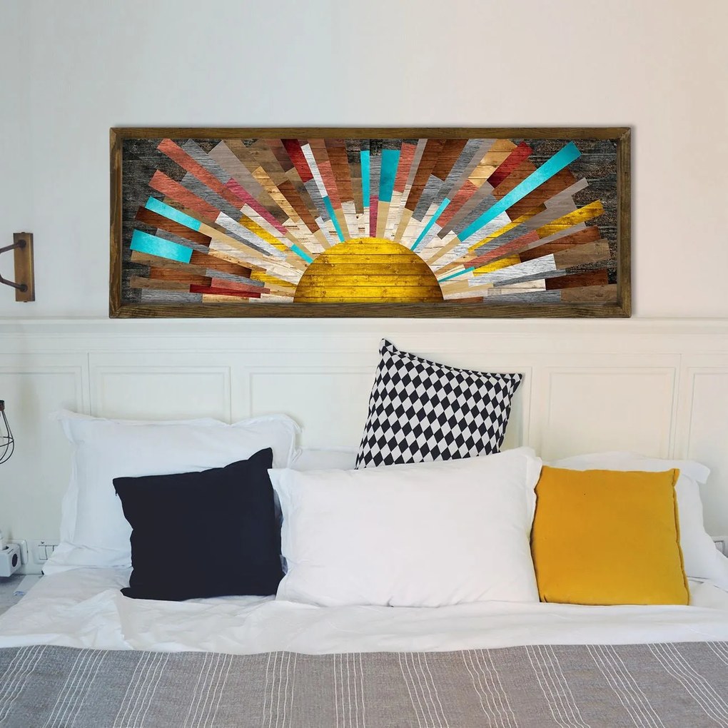 Pintura Decorativa em MDF emoldurada TAH021 – Multicolor – 40 x 120 cm