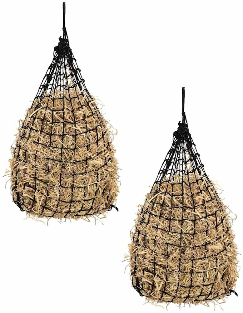 Redes para feno redondas PP 2 pcs 75x75 cm preto