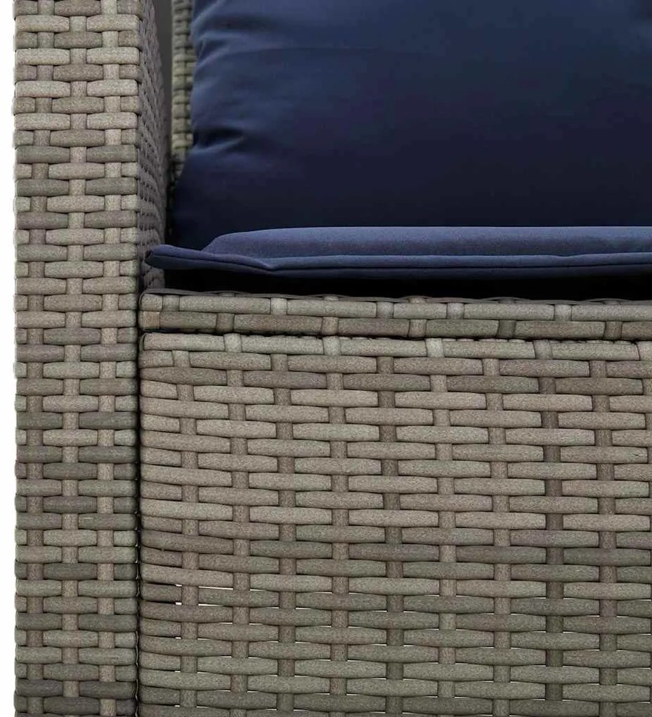 4 pcs conjunto sofás de jardim c/ almofadões vime PE cinzento