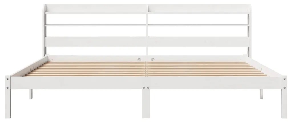 Cama sem colchão 200x200 cm madeira de pinho maciça branco
