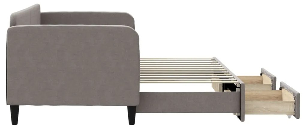 Sofá-cama c/ gavetão/gavetas 80x200 cm tecido cinza-acastanhado