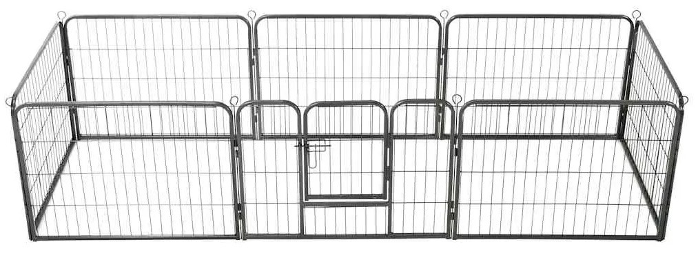 Parque para cães 8 painéis aço 60x80 cm preto