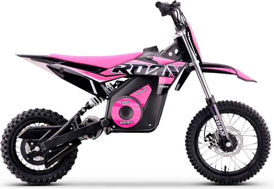 Mini moto elétrica para crianças 800W ROAN 901 36V 12/10" velocidade máxima de até 25 km/h Com Limitador Rosa