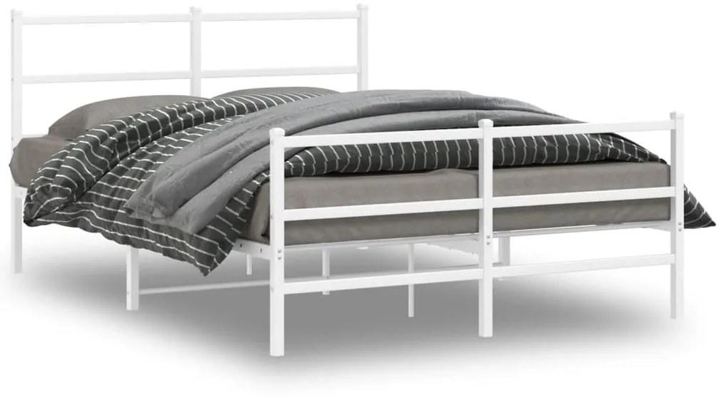 vidaXL Estrutura de cama com cabeceira e pés 140x200 cm metal branco