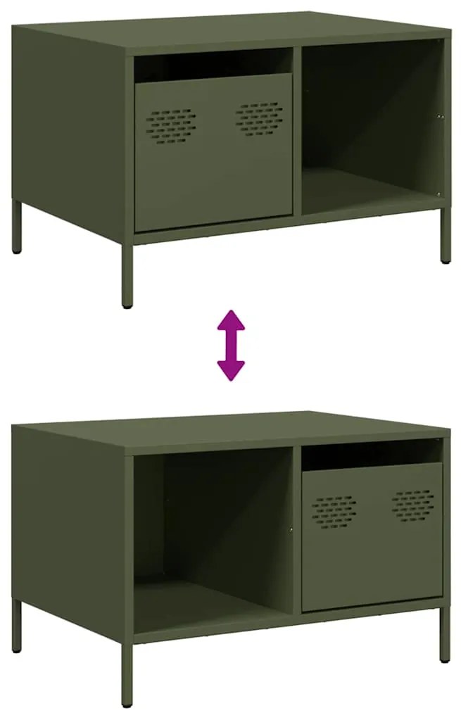 Mesa centro 68,5x50x43,5 cm aço laminado a frio verde-azeitona