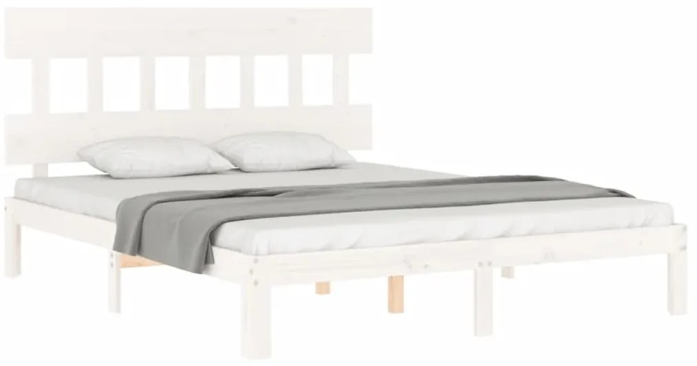 Cama sem colchão 160x200 cm madeira de pinho maciça branco