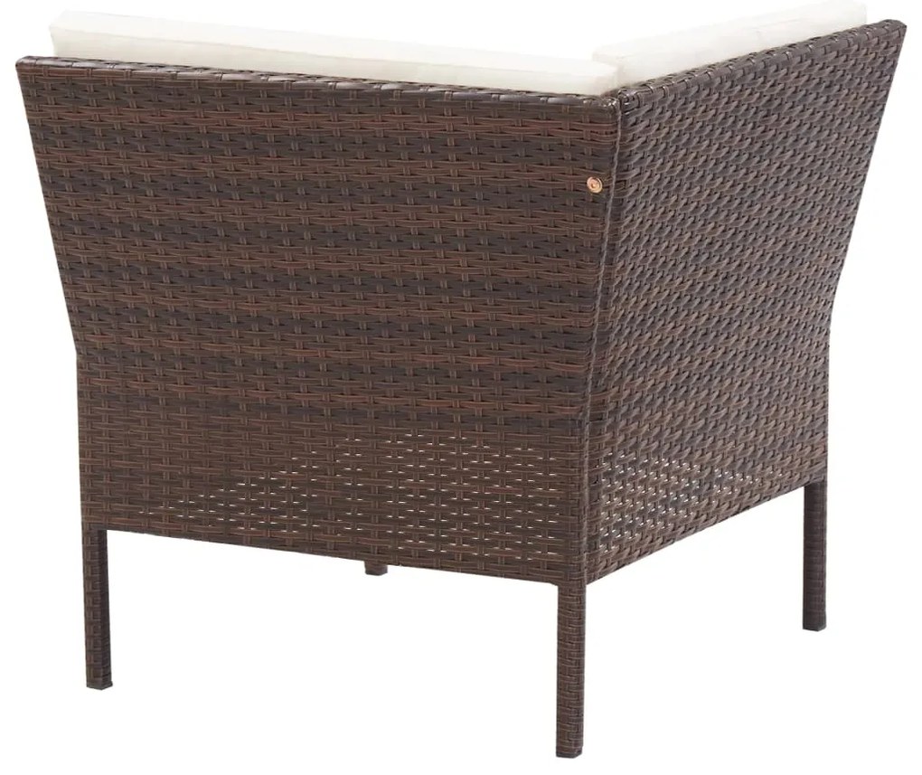 8 pcs conjunto lounge jardim c/ almofadões vime PE castanho