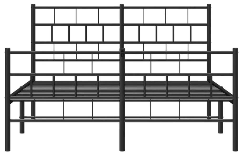 Estrutura de cama com cabeceira e pés 120x190 cm metal preto