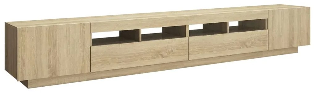 Móvel de TV com luzes LED 260x35x40 cm carvalho sonoma