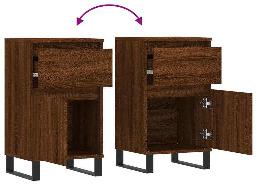 Aparadores 2 pcs 40x35x70cm derivados madeira carvalho castanho