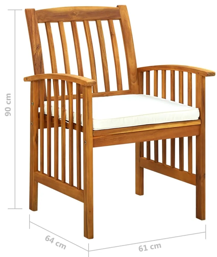 5 pcs conjunto de jantar p/ jardim c/ almofadões acácia maciça