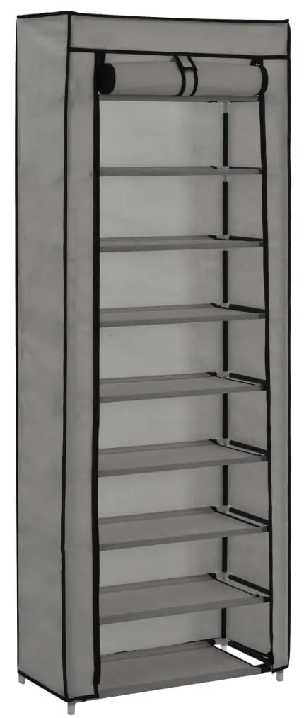 Sapateira com cobertura 57x29x162 cm tecido cinzento