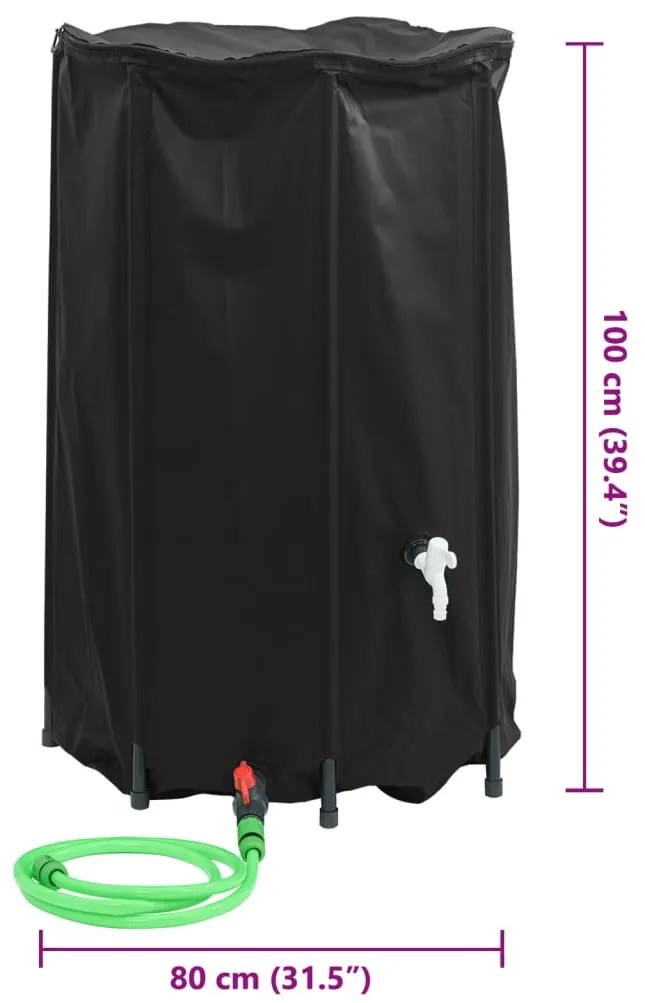 Depósito de água dobrável com torneira 500 L PVC