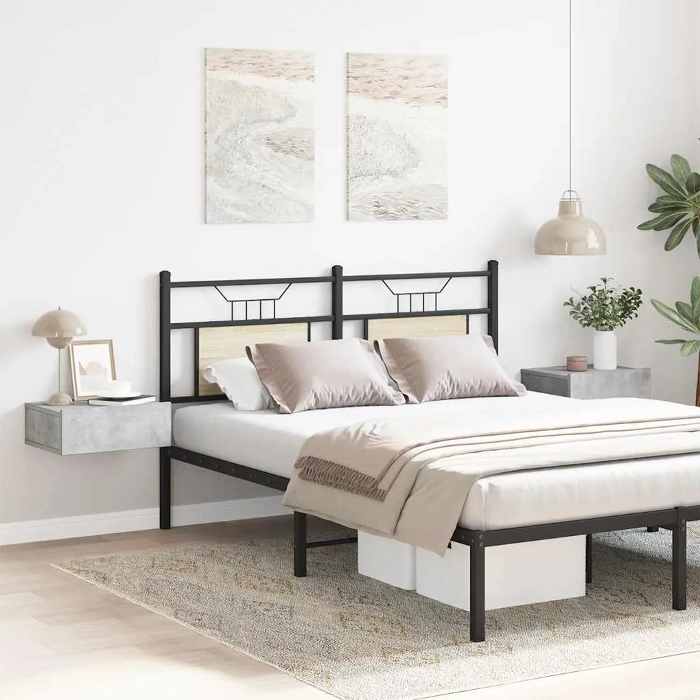 Mesa cabeceira suspensa 2pcs derivados madeira cinzento cimento