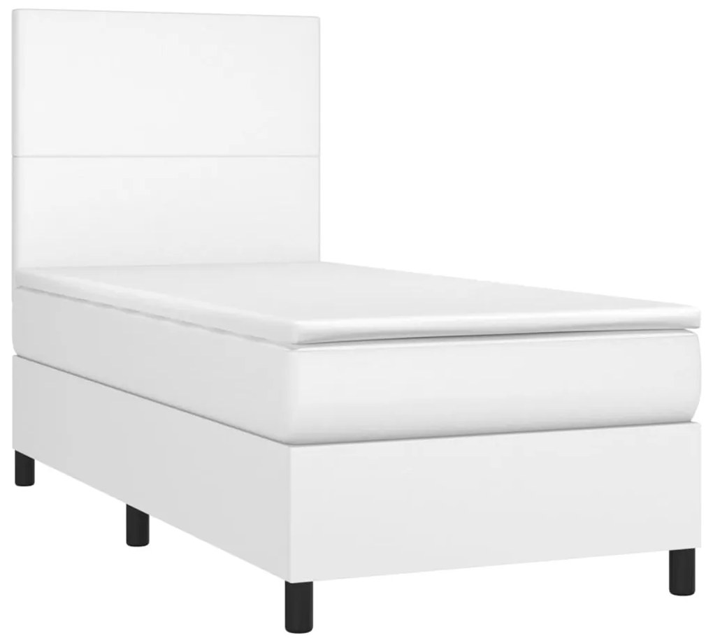 Cama com molas/colchão 80x200 cm couro artificial branco