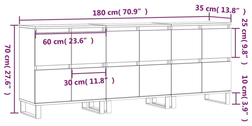 Aparador Portucale de 180cm - Branco Brilhante - Design Moderno