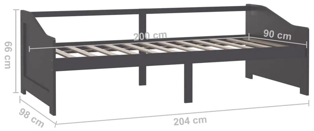 Sofá-cama de 3 lugares 90x200 cm pinho maciço cinzento-escuro