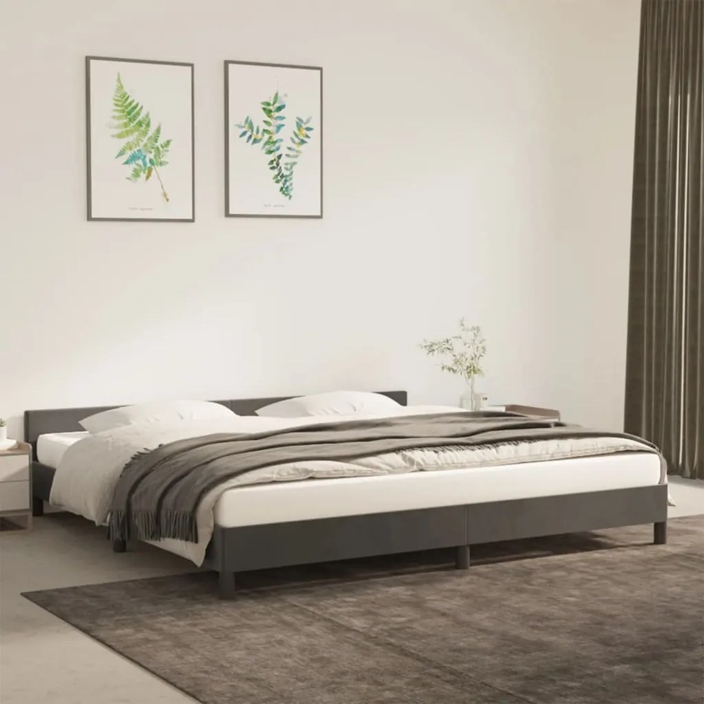 vidaXL Estrutura de cama sem colchão 200x200 cm veludo cinzento-escuro