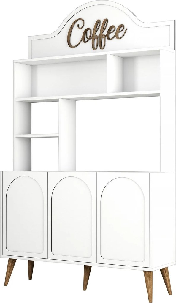 Armário de Cozinha/Sala "Caffè" - Branco e Nogueira - 120x202x35cm - D